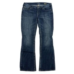 Silver Jeans Aiko Slim Boot Denim Blue Jeans Dark Wash Sz 29x31 (33x30) Stretch